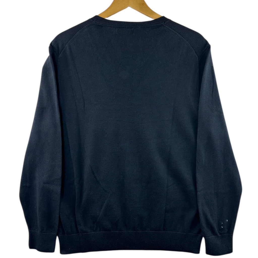 Nautica Knit Jumper Men's UK Size L Blue V-Neck Long Sleeve 100% Cotton