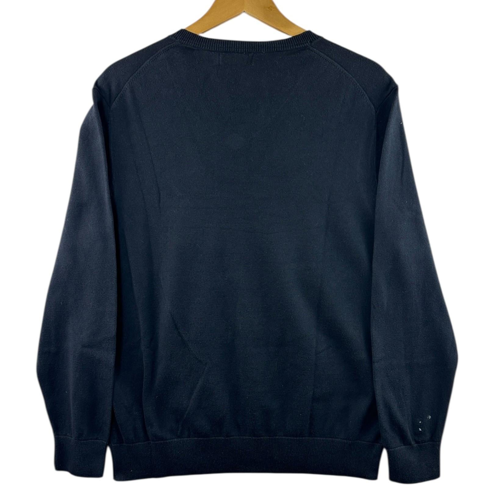 Nautica Knit Jumper Men's UK Size L Blue V-Neck Long Sleeve 100% Cotton