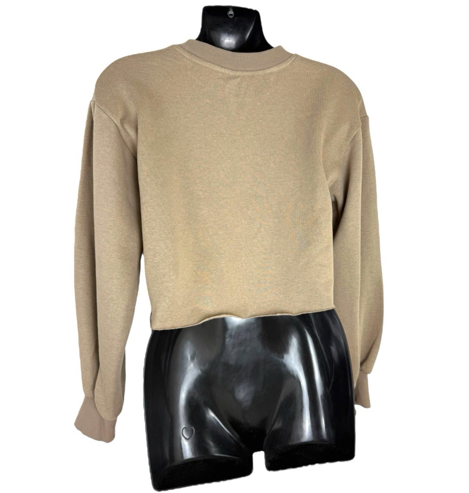 Divided Sweater Women's UK Size XS Light Brown Jersey Top Cropped Crew Neck