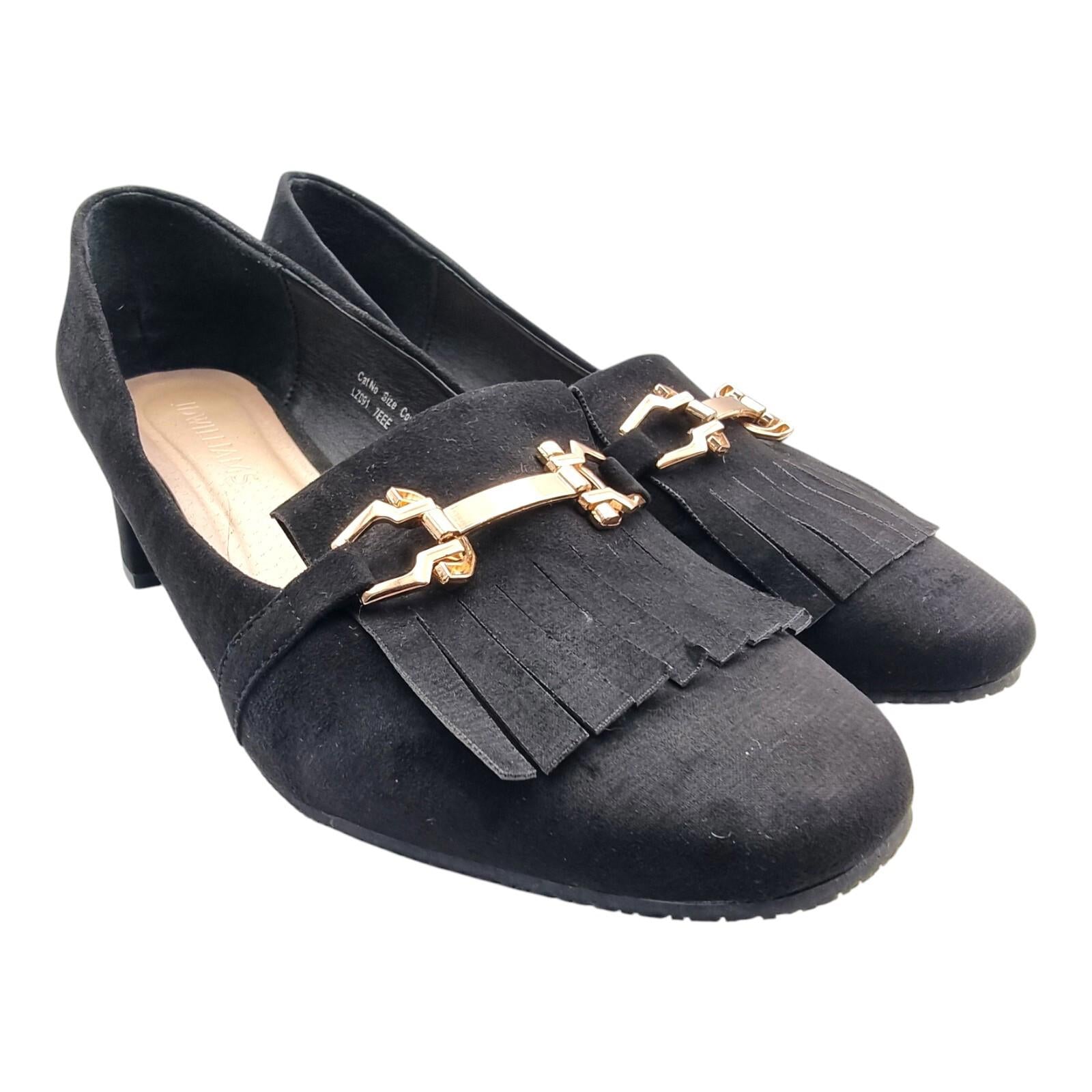 JD Williams Black Suedette Block Heel Court Shoes Wide Fit Women's UK Size 7 EEE