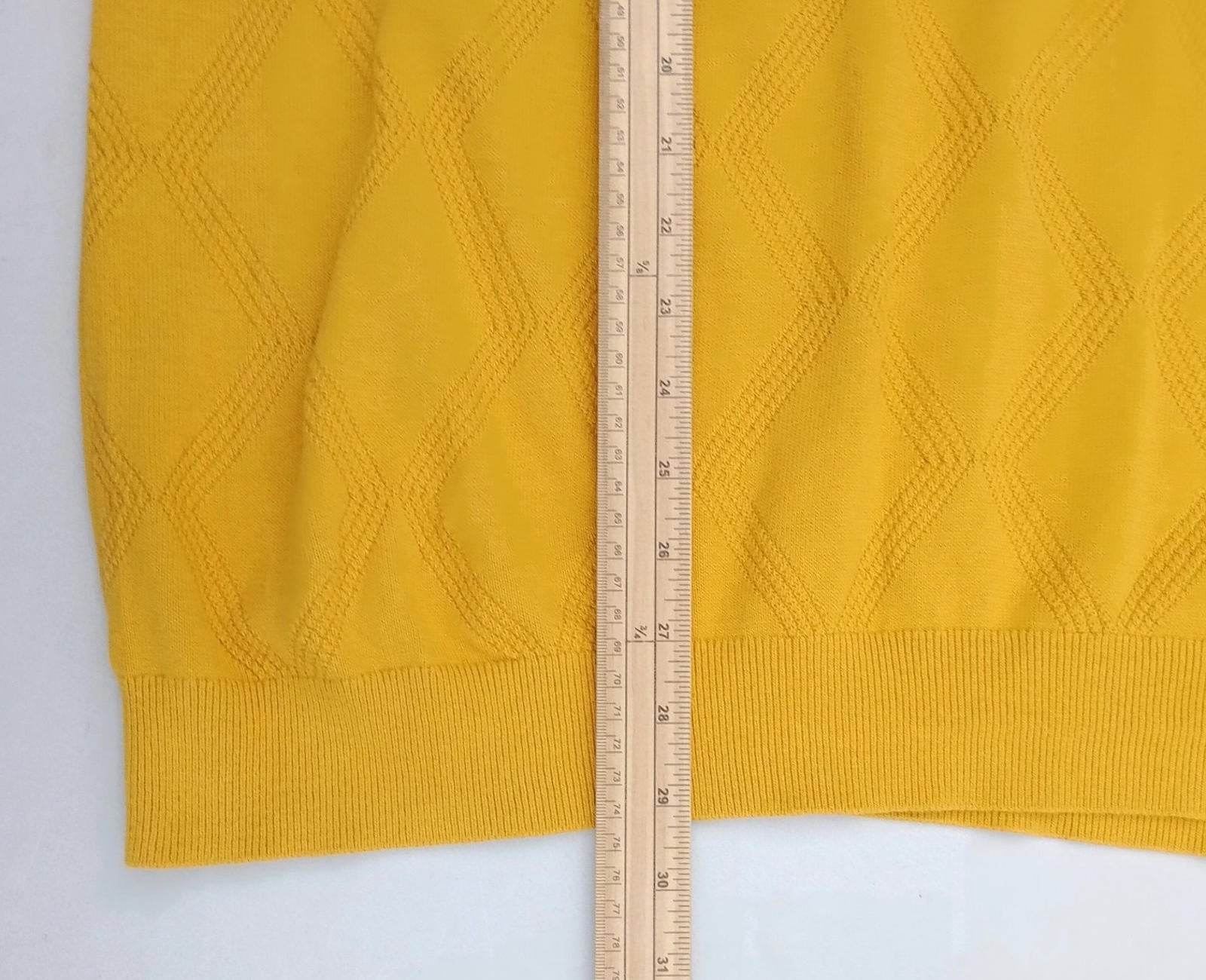 Next Knit Polo Shirt Men's UK Size XL Yellow Short Sleeve 100% Cotton Summer