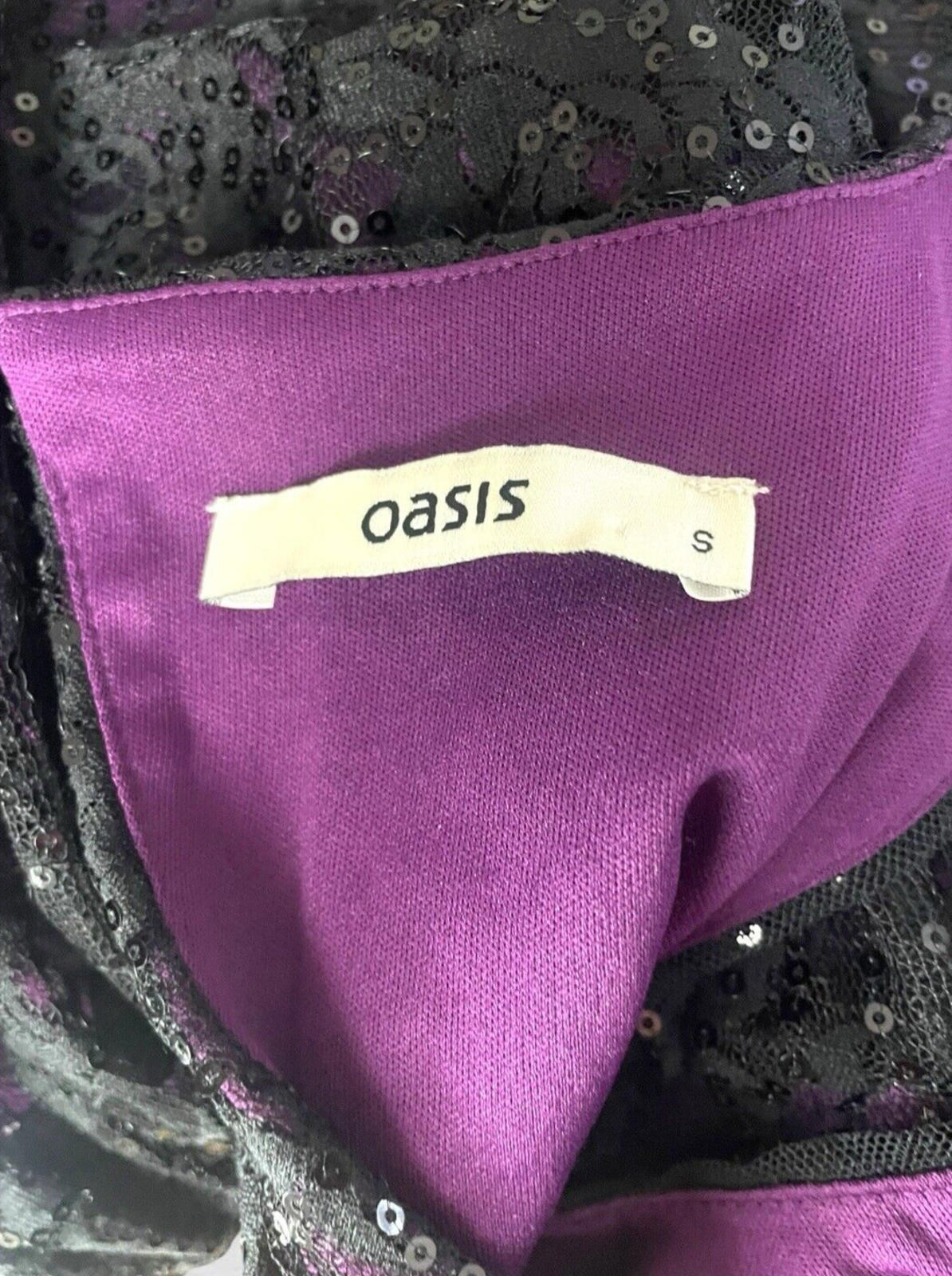 Oasis Sequin Dress Black & Purple Women’s UK Size S (8-10)