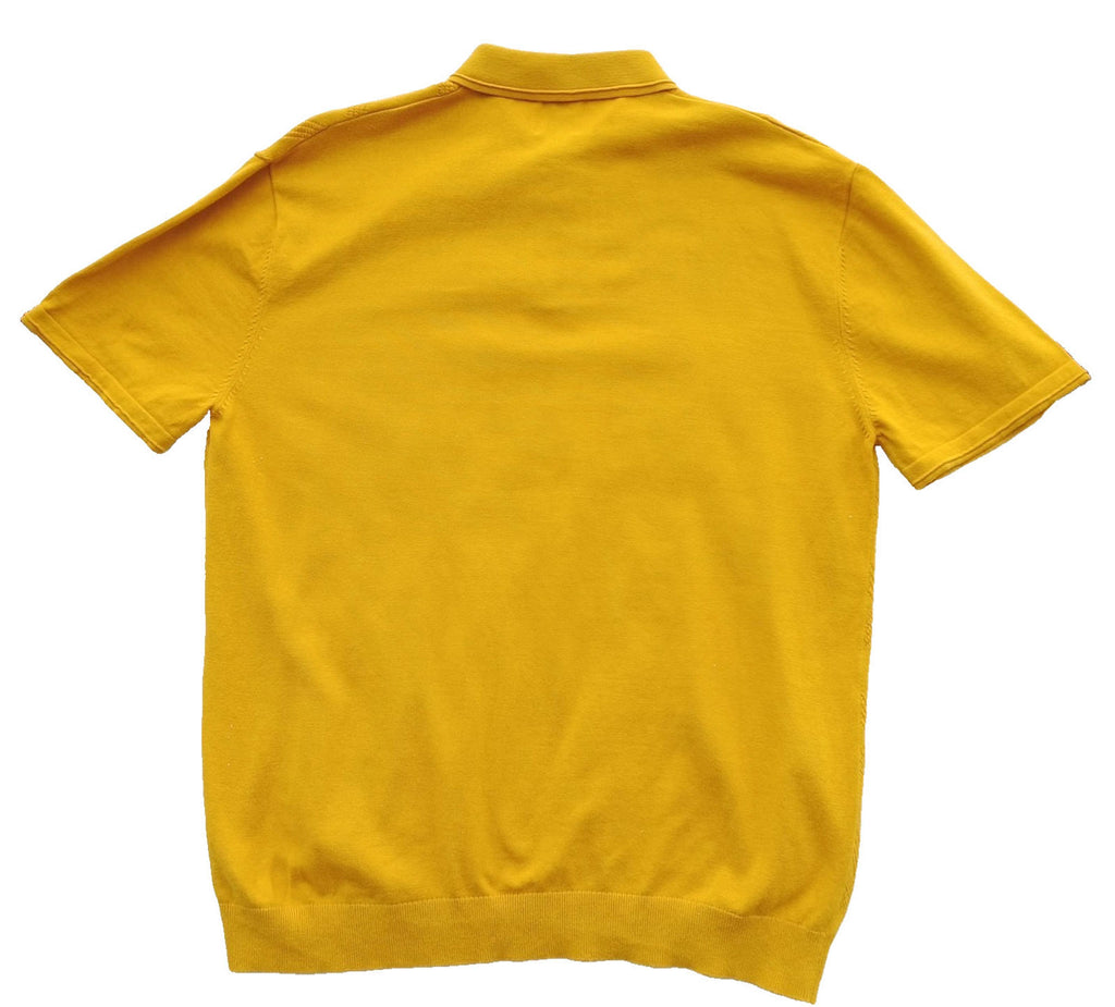 Next Knit Polo Shirt Men's UK Size XL Yellow Short Sleeve 100% Cotton Summer