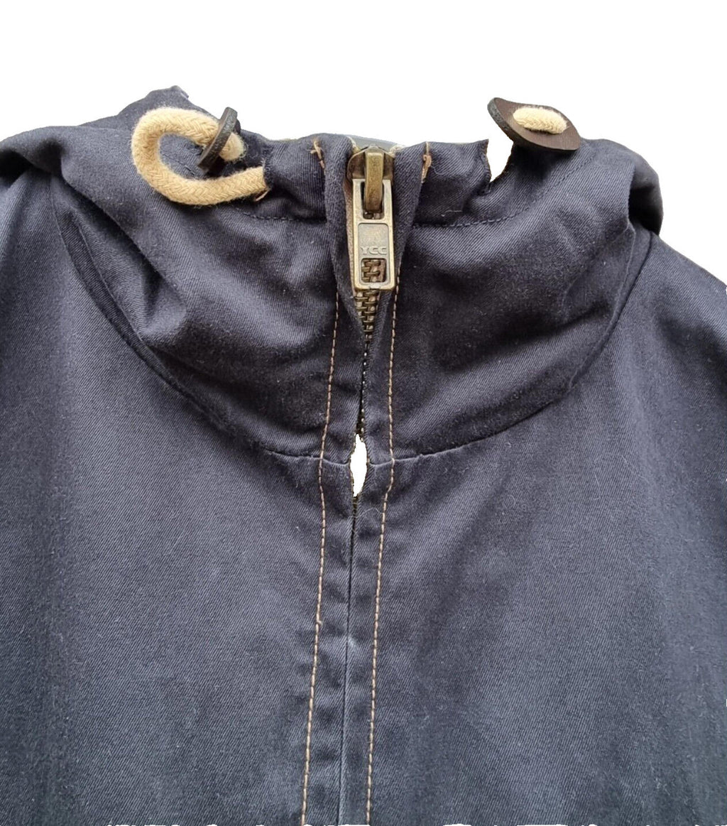River Island Hooded Jacket Beige Blue 100% Cotton Men's UK Size XL