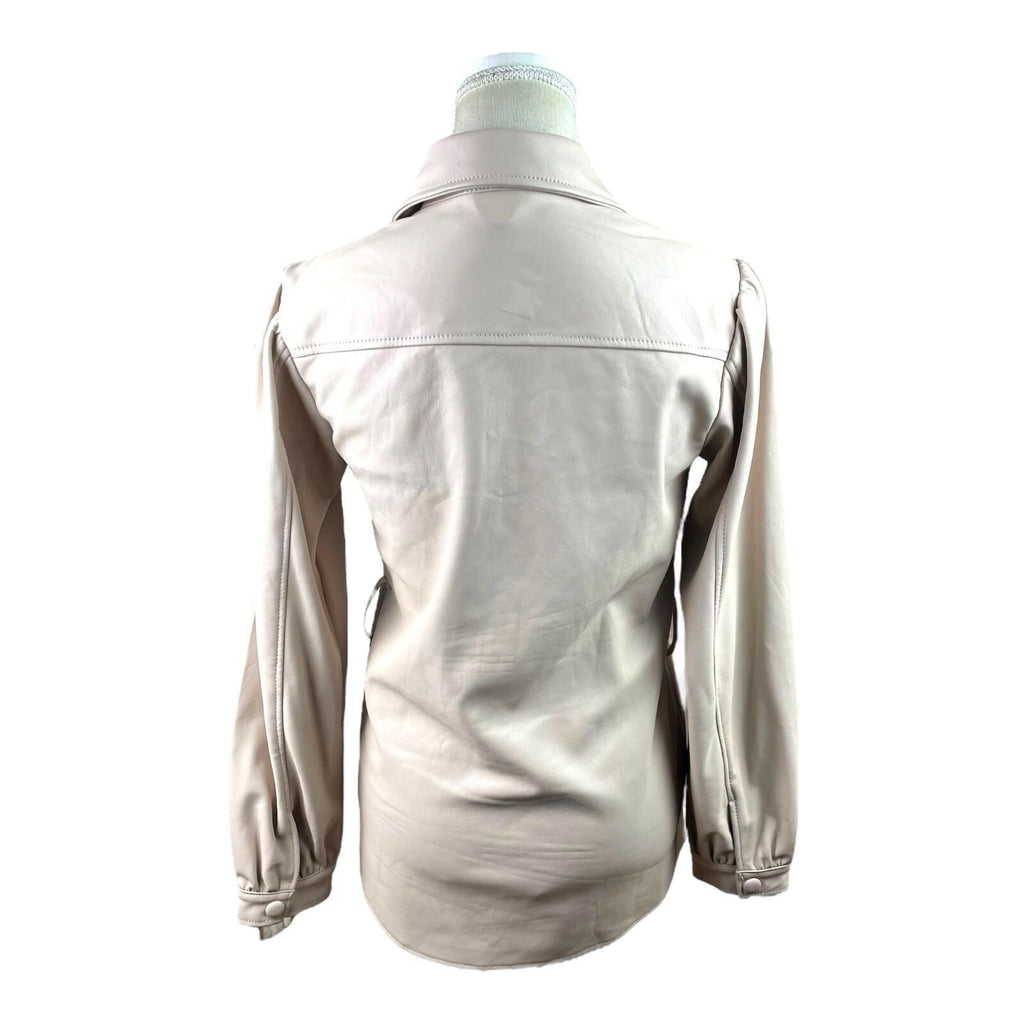 Miss Selfridge Beige Faux Leather Shirt Collared Women’s UK Size 8