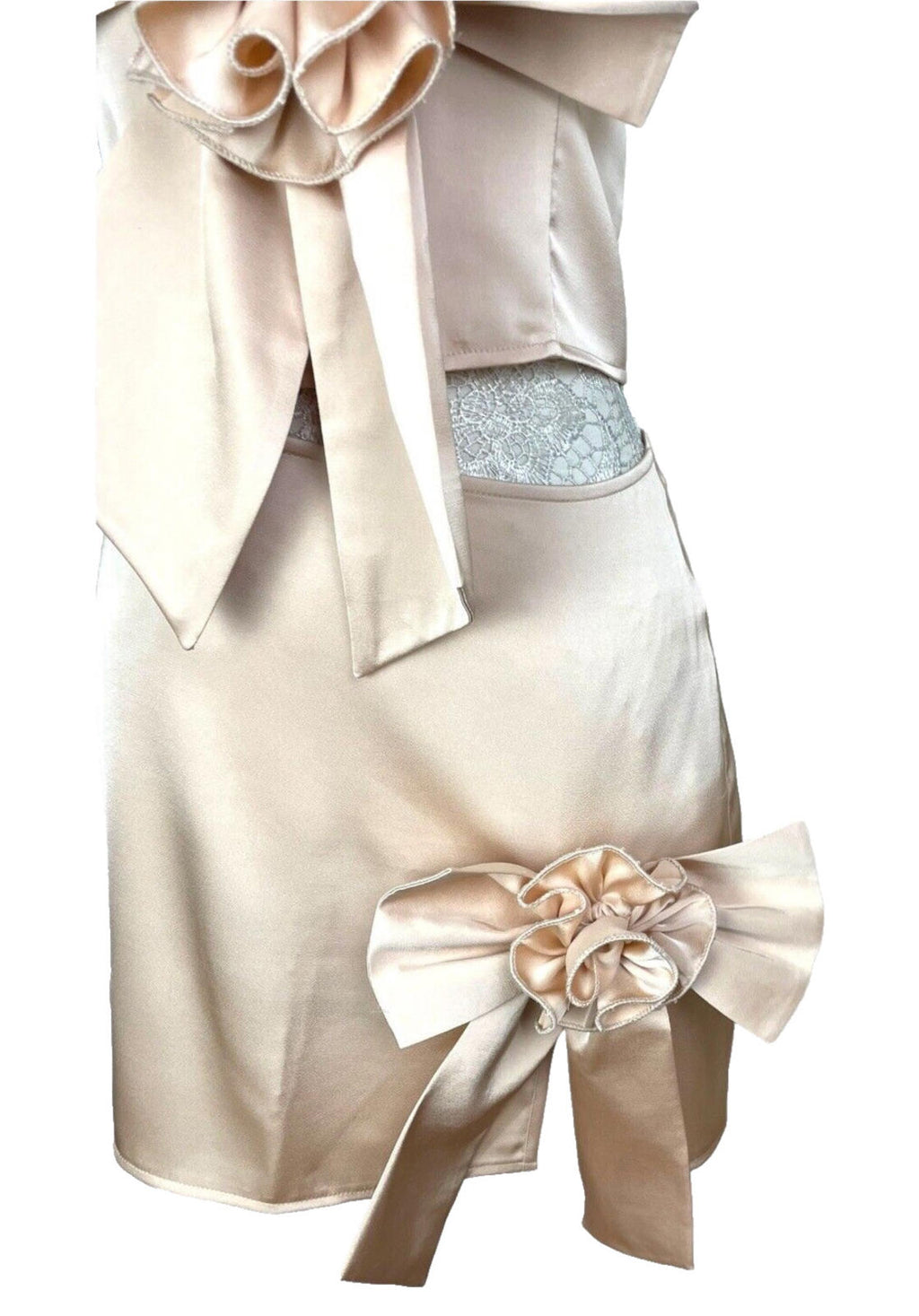 Pretty Little Thing Skirt & Crop Top Women's UK Size 8 Sculptural Petal Satin