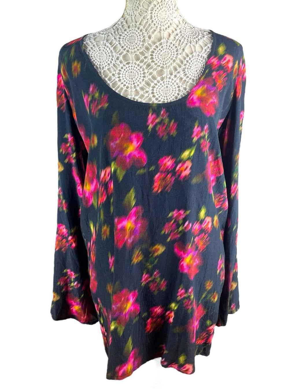 Nasty Gal Floral Tunic Mini Dress Women’s UK Size 10 Long Sleeve Scoop Neck