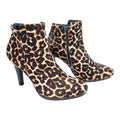 Leopard Print Ankle Boots Women's UK Size 6.5 High Heeled Pony Hair Leather