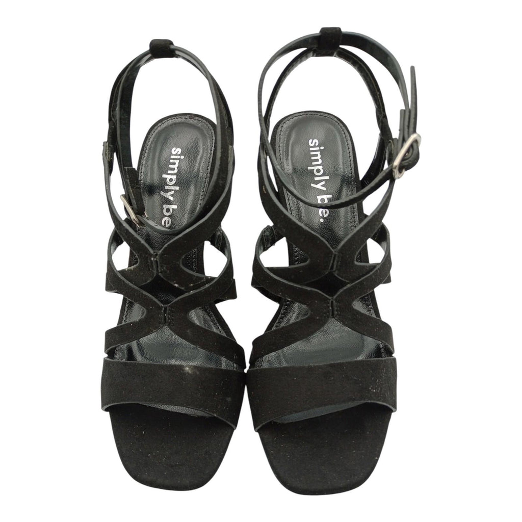 Simply Be Block Heel Platform Sandals Women's UK Size 4 Black High Strappy Shoes