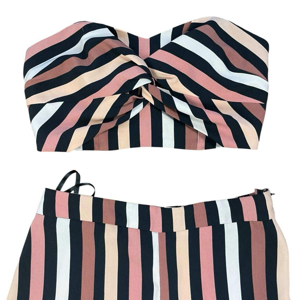 Miss Selfridge Striped Co Ord Set Women’s UK Size 6 Petite Wide Leg Strapless