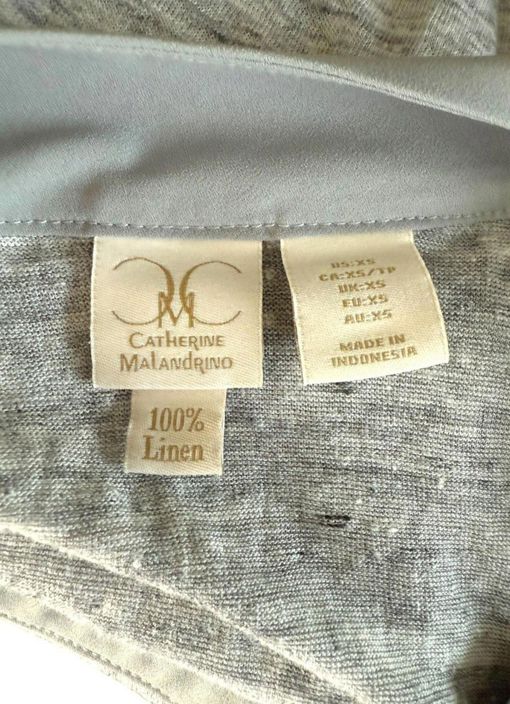 Catherine Malandrino Grey Sleeveless Vest 100% Linen Women’s UK Size XS