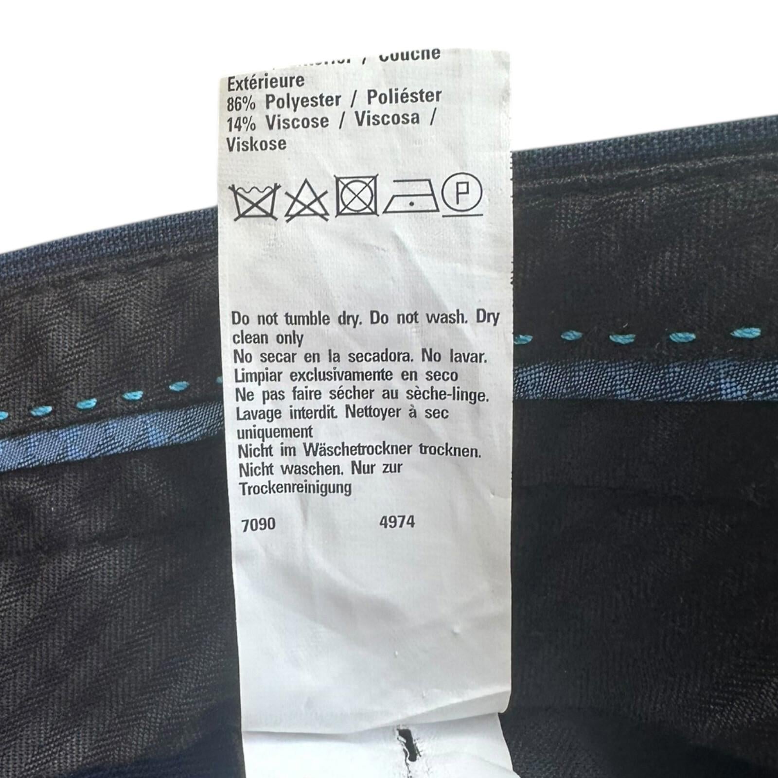 Tailered Fit Trousers Men's UK Size W38 L33 Navy Blue Check Formal Pleated Front