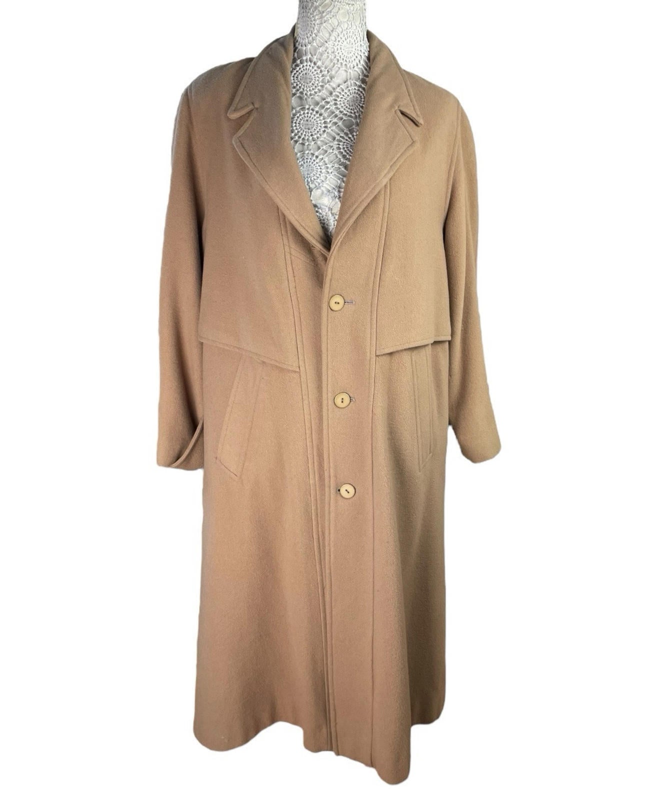 Glacier Vintage Trench Coat Long Pure New Wool Women’s UK Size 12