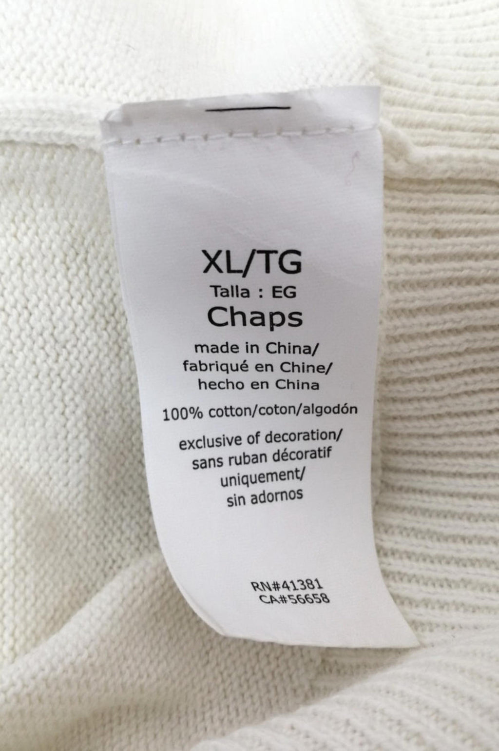 Chaps Ralph Lauren Jumper Vest Men's Size XL Sweater Sleeveless Cream Cotton