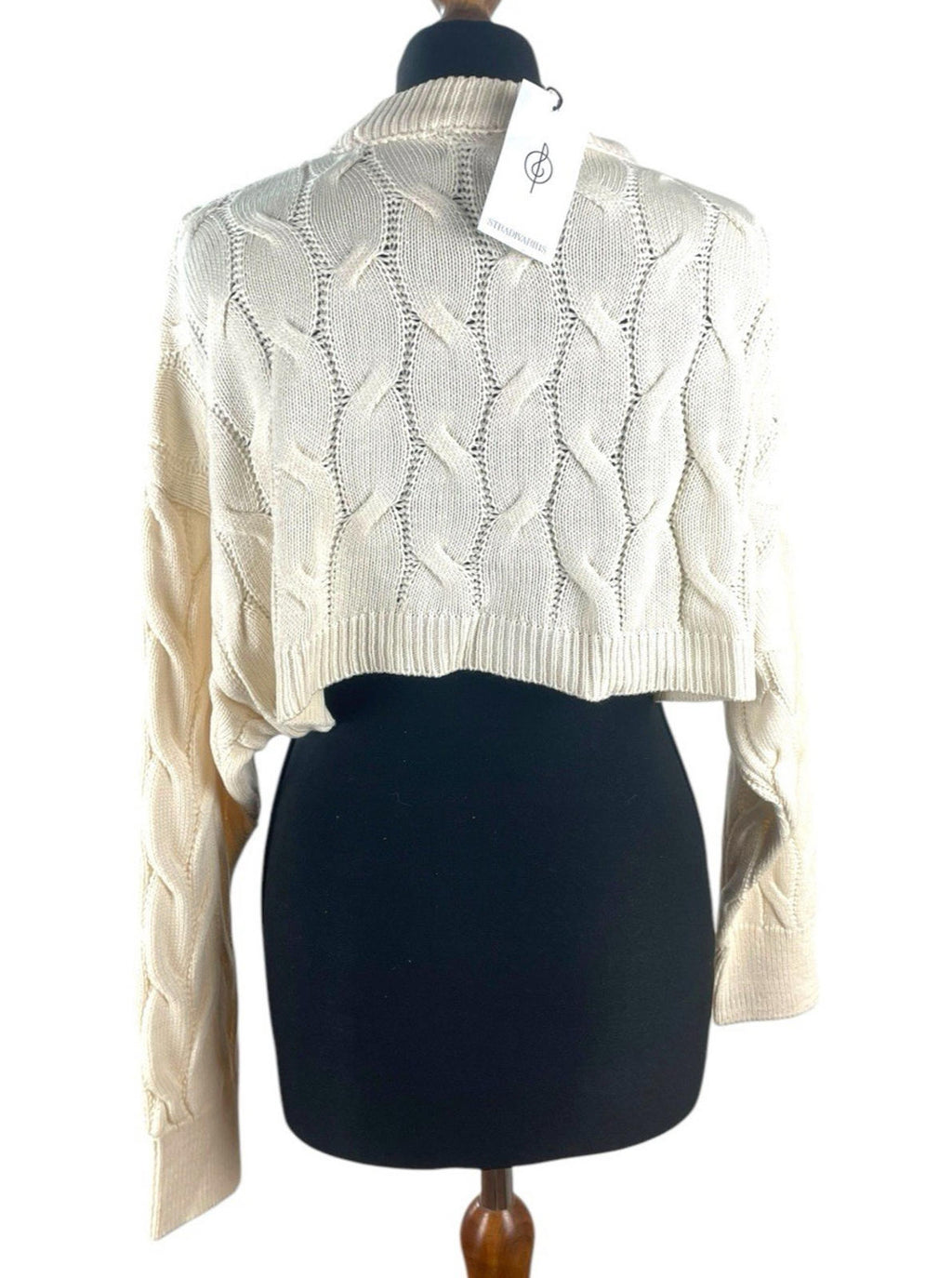 Stradivarius Cream Cropped Jumper Aaron Knit Women’s UK Size XS
