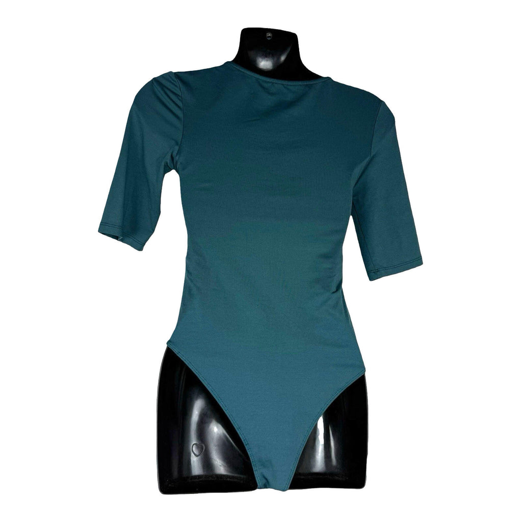 Primark Stretch Bodysuit Top Women’s UK Size XS 3/4 Sleeve Dark Green