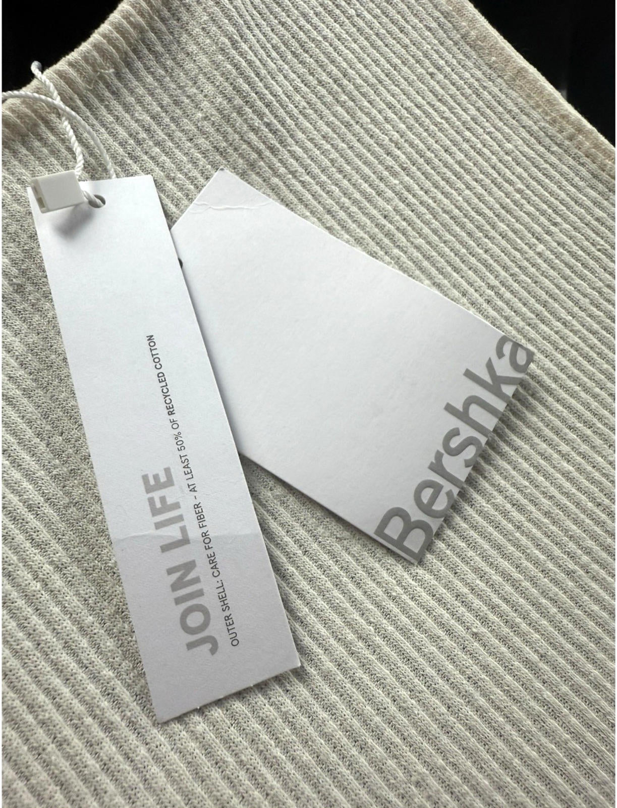 Bershka Cream Ribbed Crop Top Ribbed Tie Front Women’s UK Size XS