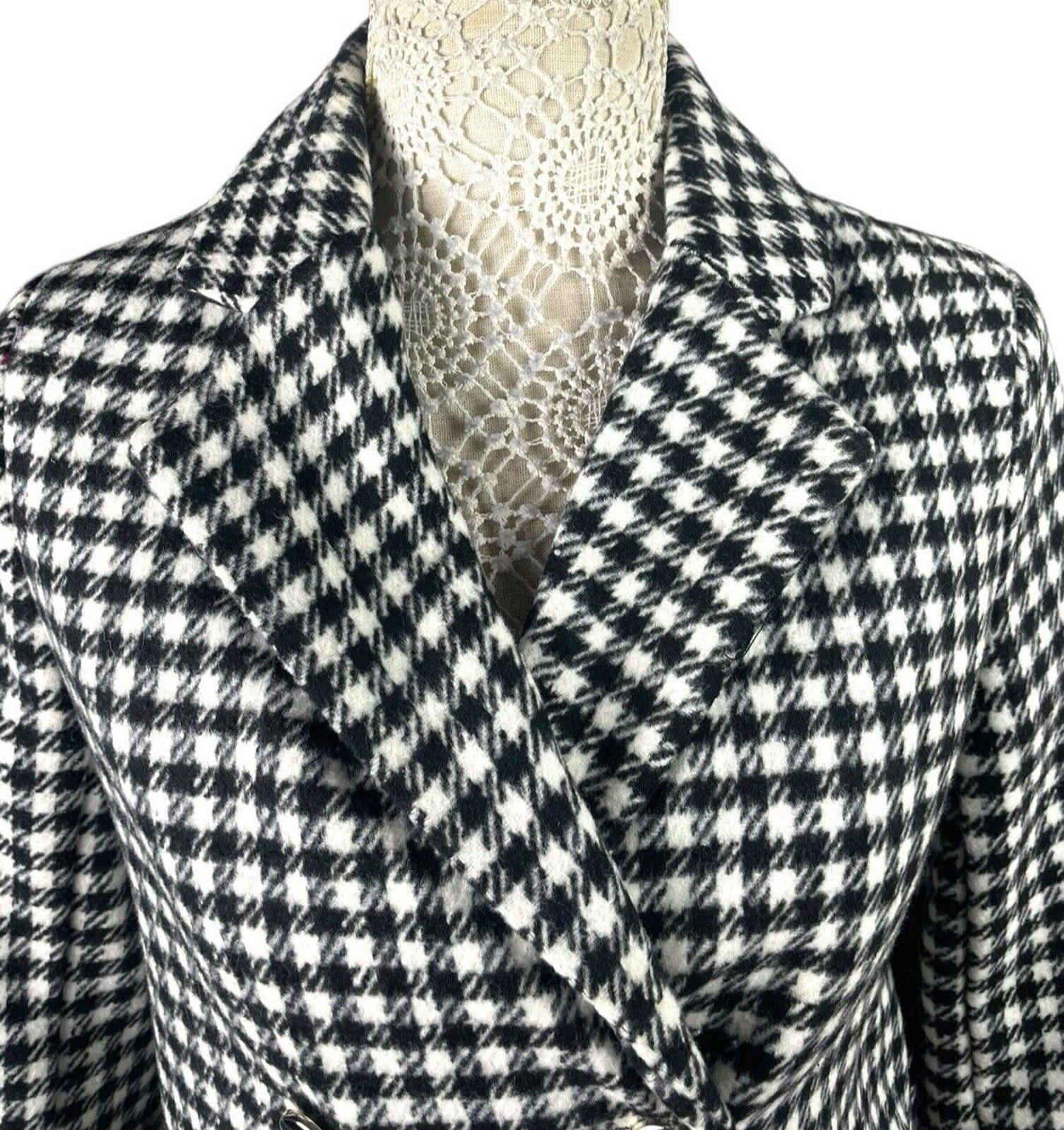 New Look Coat Jacket Black & White Gingham Petite Women’s UK Size 8