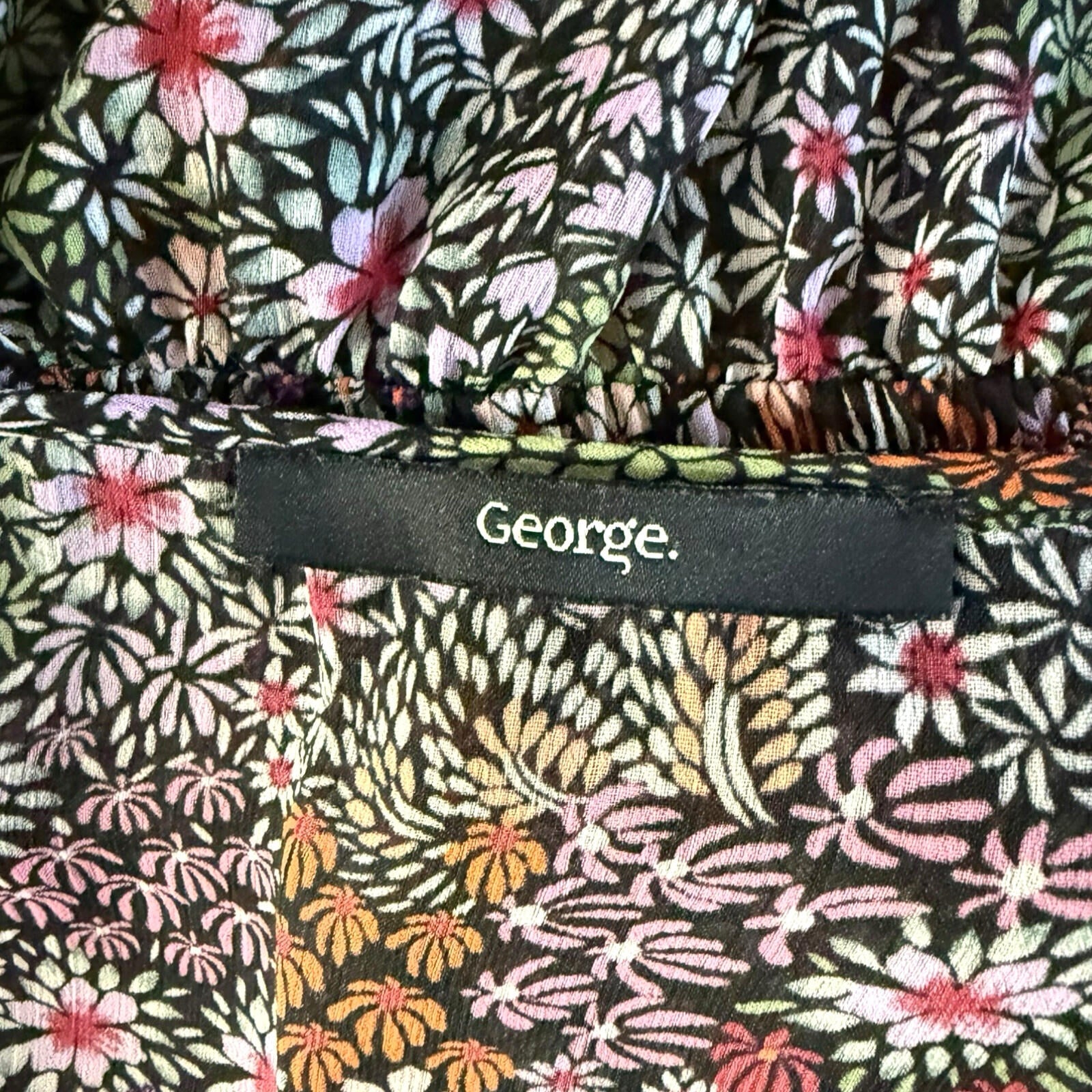 George Floral chiffon Blouse Women’s UK Size Multicolour Long Sleeve Semi Sheer
