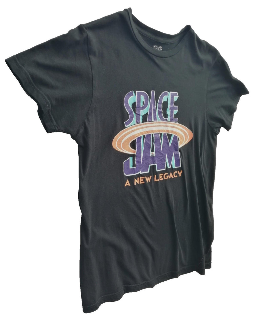 Space Jam Graphic Print T-Shirt Men's Size S/P Black 100% Cotton