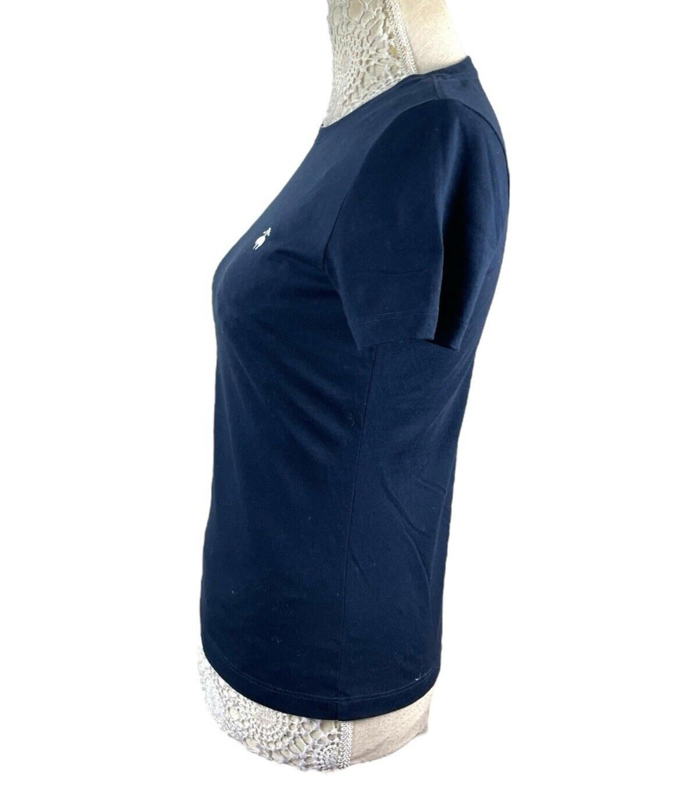 Brooks Brothers T-Shirt Blue 100% Cotton Logo Women’s UK Size XS