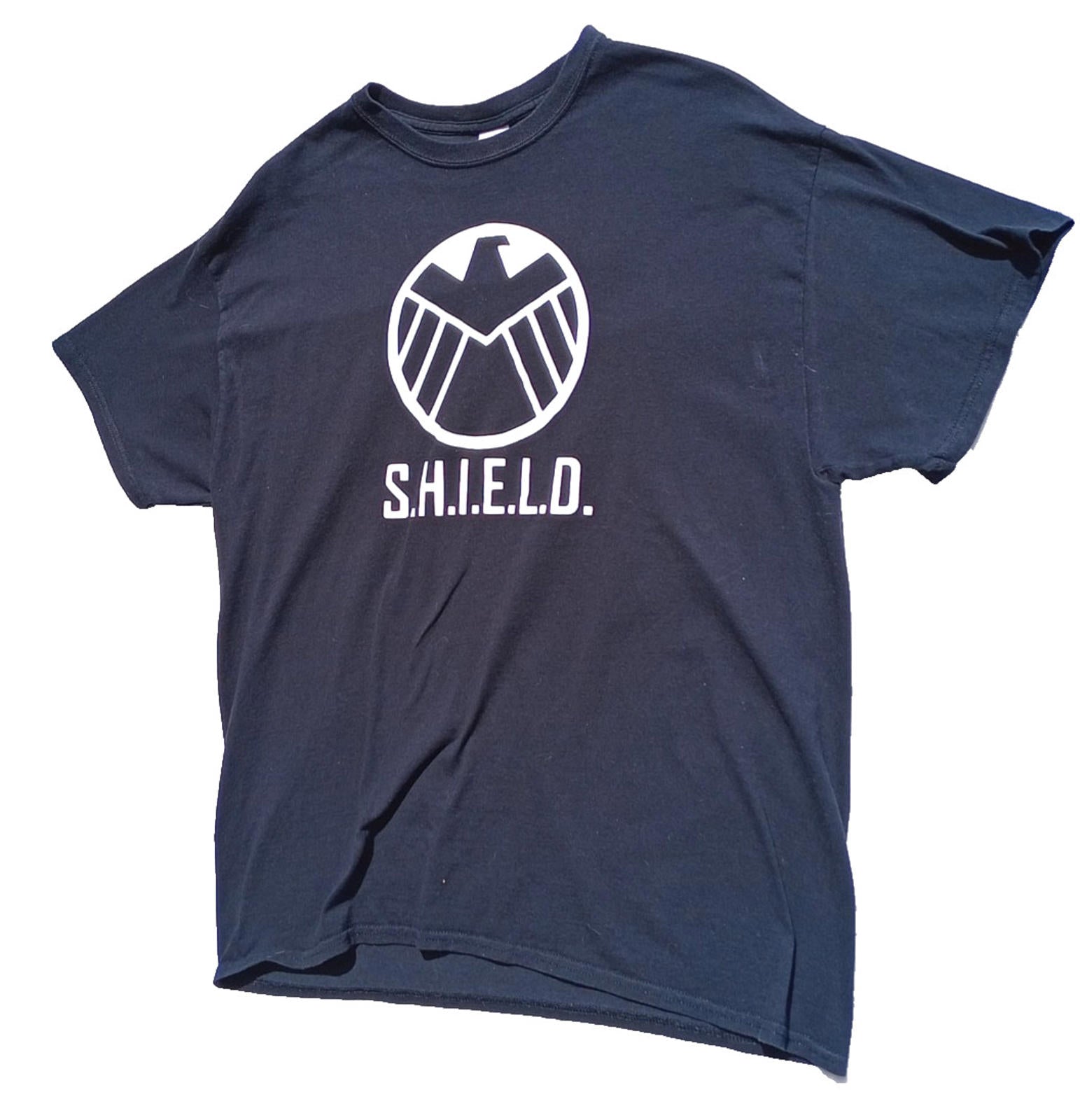 Graphic Print T-Shirt Men's UK Size XL Black Crew Neck 100% Cotton S.H.I.E.L.D.
