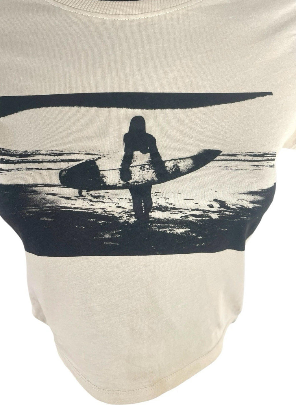 Divided Beige Cropped T-shirt Graphic Surf Print Women’s UK Size XS