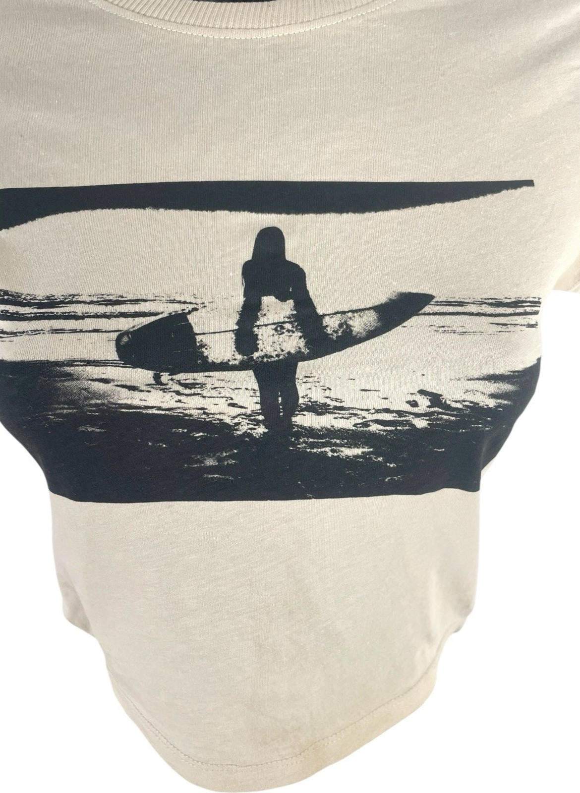 Divided Beige Cropped T-shirt Graphic Surf Print Women’s UK Size XS