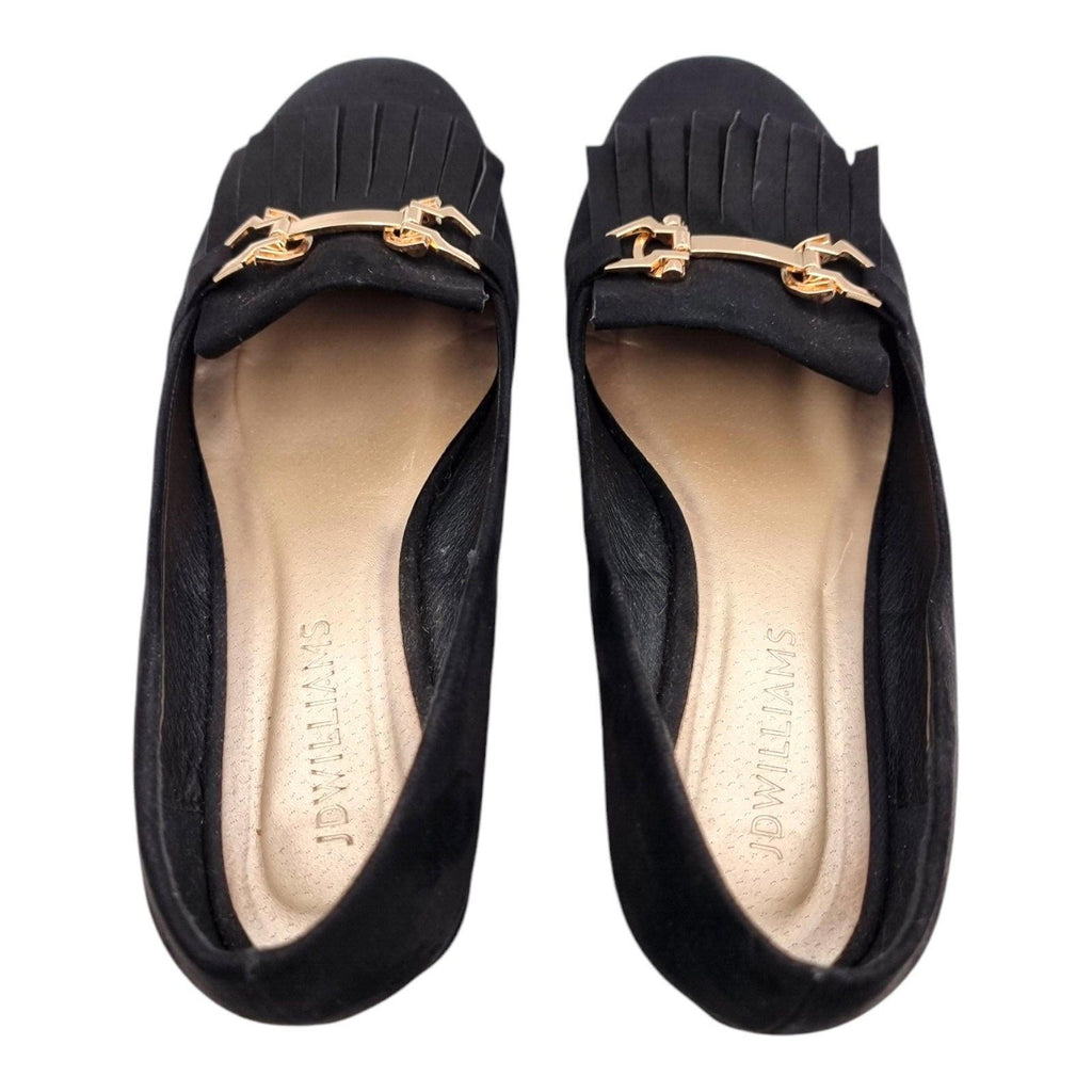 JD Williams Black Suedette Block Heel Court Shoes Wide Fit Women's UK Size 7 EEE