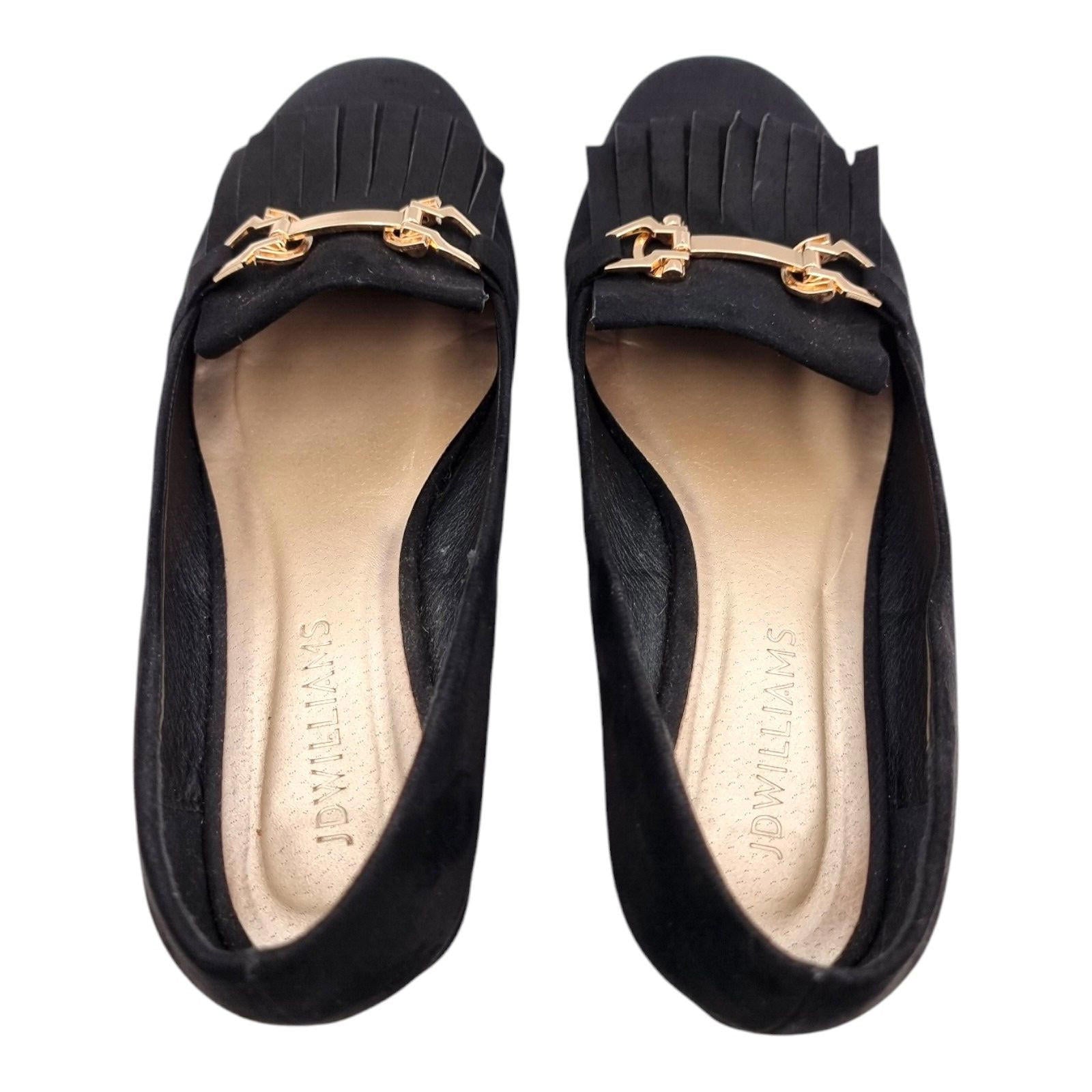 JD Williams Black Suedette Block Heel Court Shoes Wide Fit Women's UK Size 7 EEE
