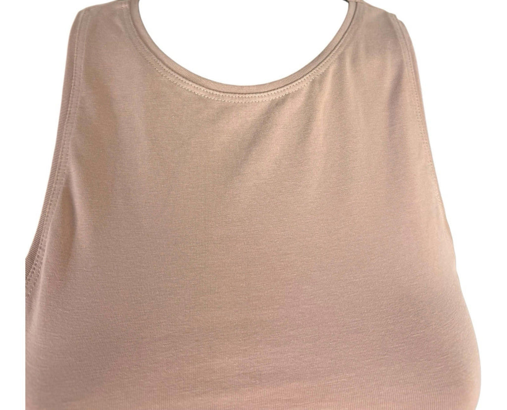 New Look Bodysuit Women's UK Size 6 Beige Nude Sleeveless Thong Bottom Snap