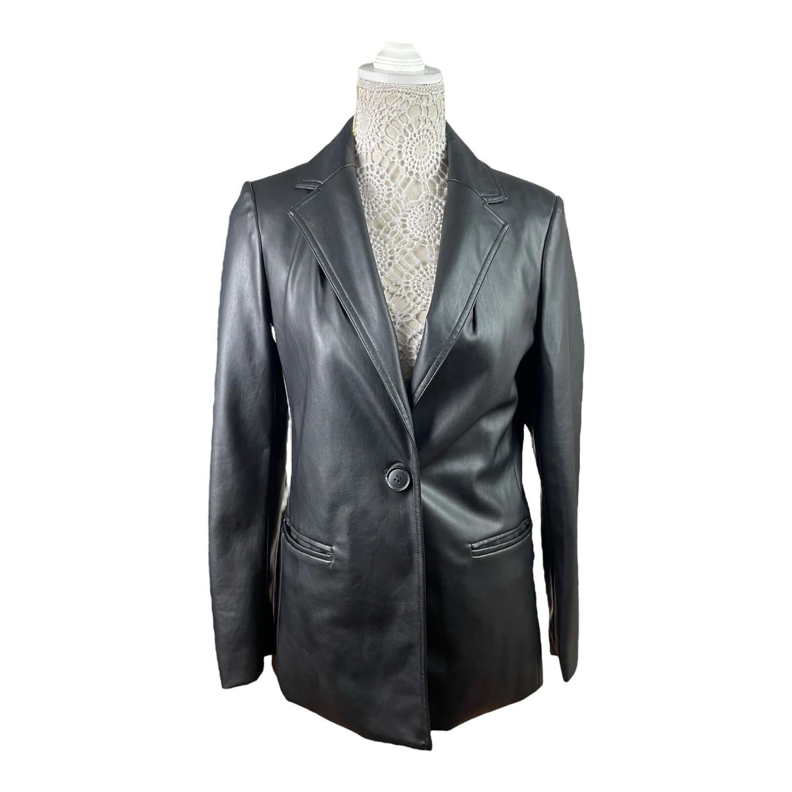 New Look Black Faux leather Blazer Relaxed Fit Women’s UK Size 6