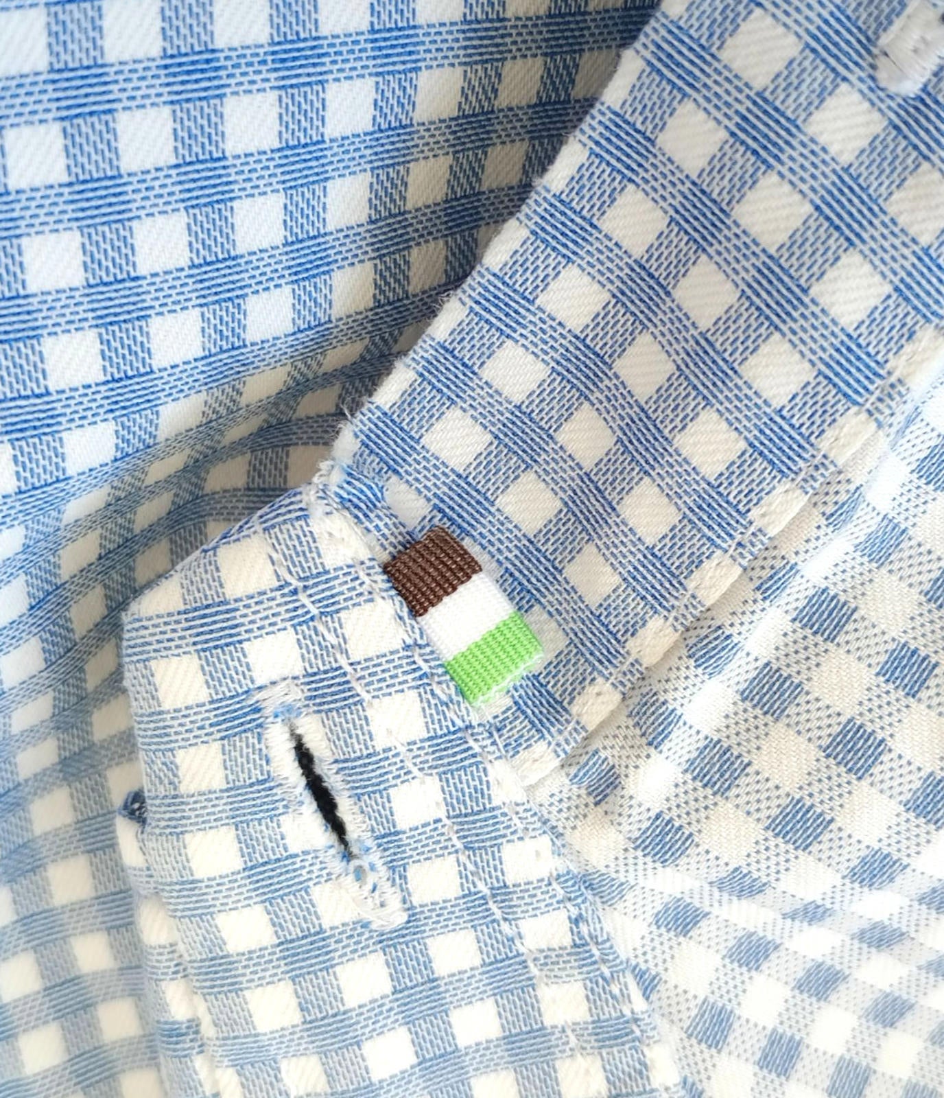 Hugo Boss Shirt Men's UK Size M Long Sleeve Blue Check 100% Cotton Pocket Modern