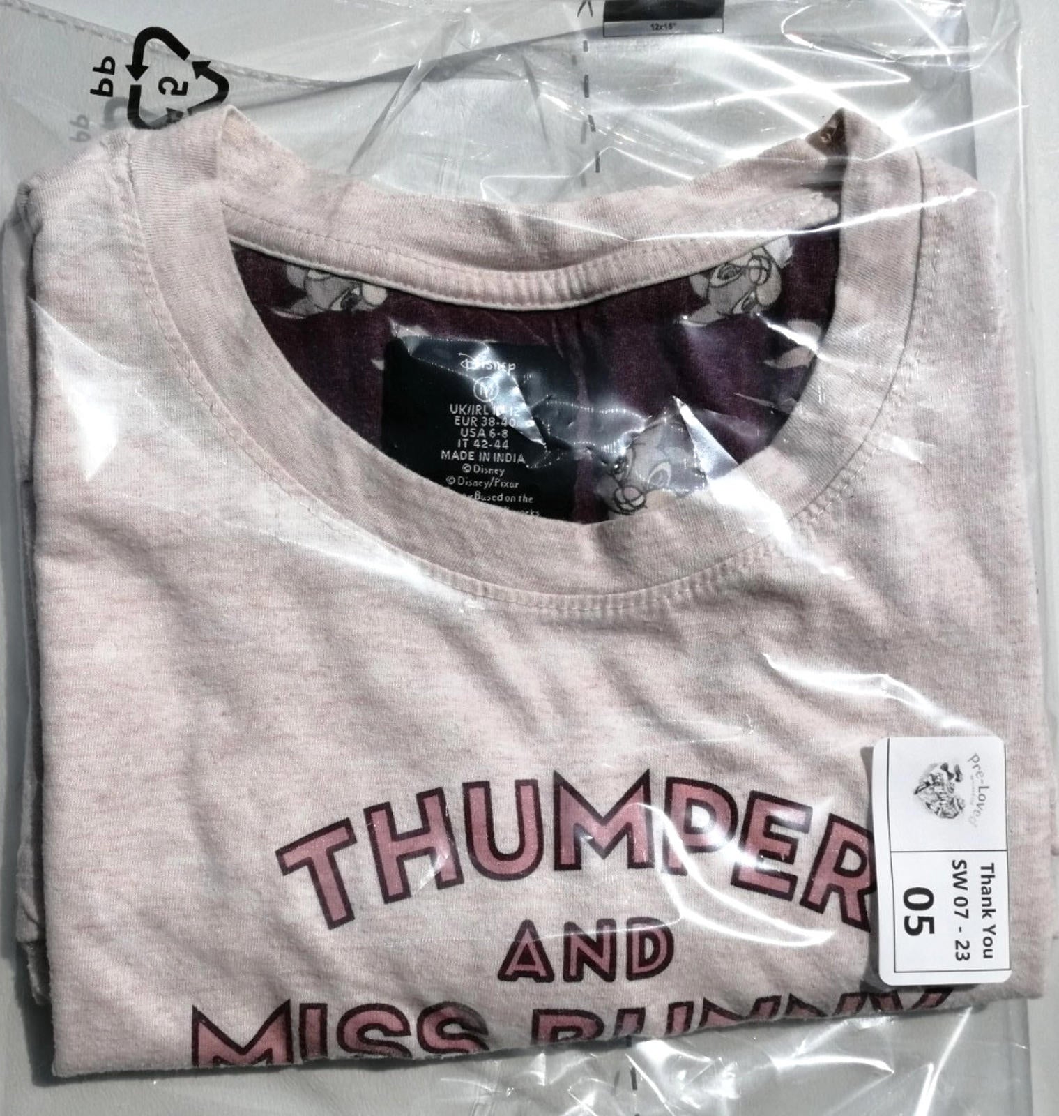 Official Disney Thumper & Miss Bunny Pink Graphic T-Shirt Women's Size M/10-12