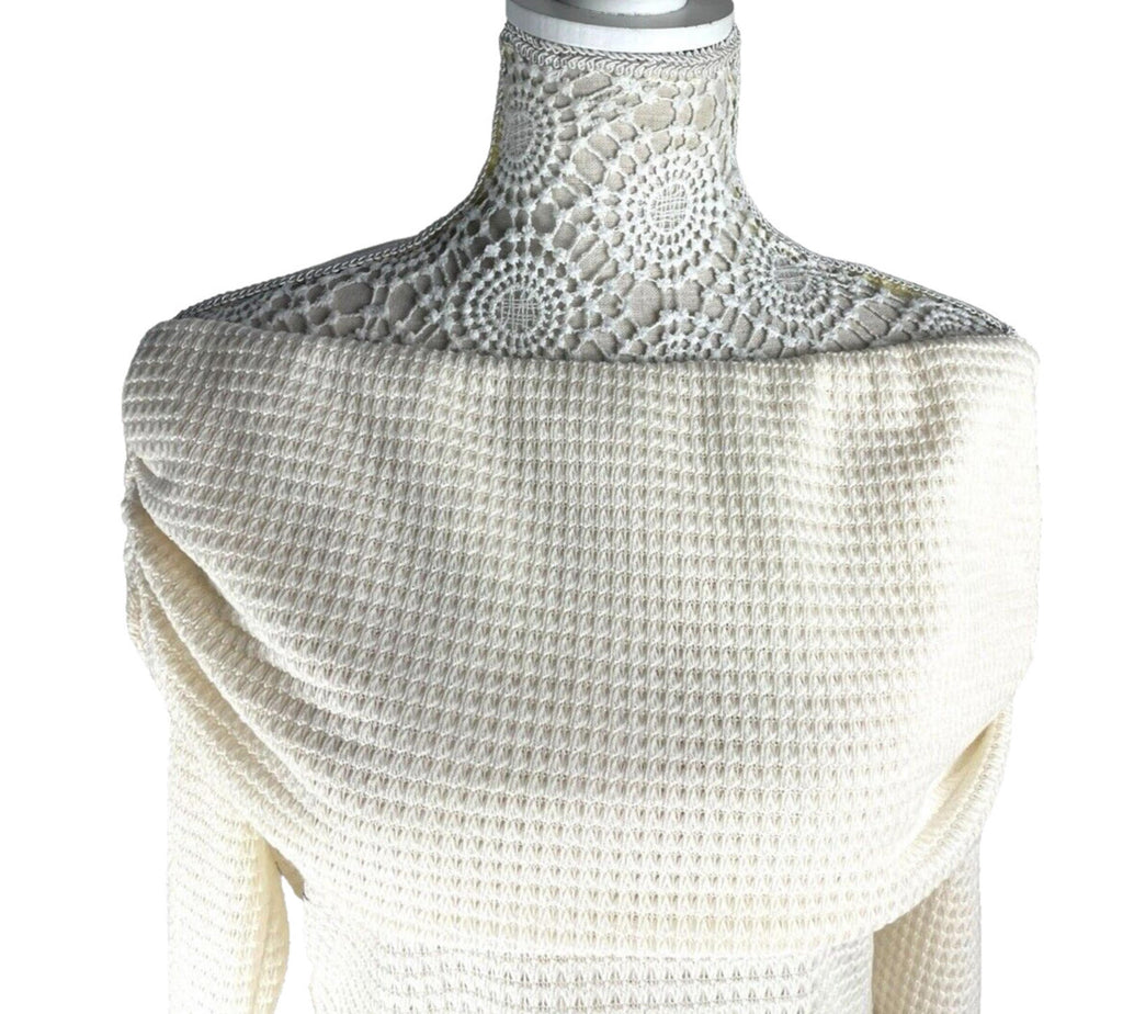 Pretty Little Thing Crop Top Cream Off Shoulder Textured Women’s UK Size 16