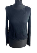 Divided Black Long Sleeve Blouse Top Frilled Hem Women’s UK Size S