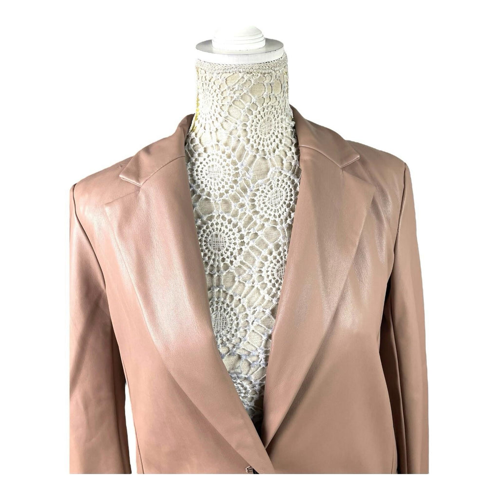 Primark Nude Faux Leather Blazer Jacket Collared Women’s UK Size 6