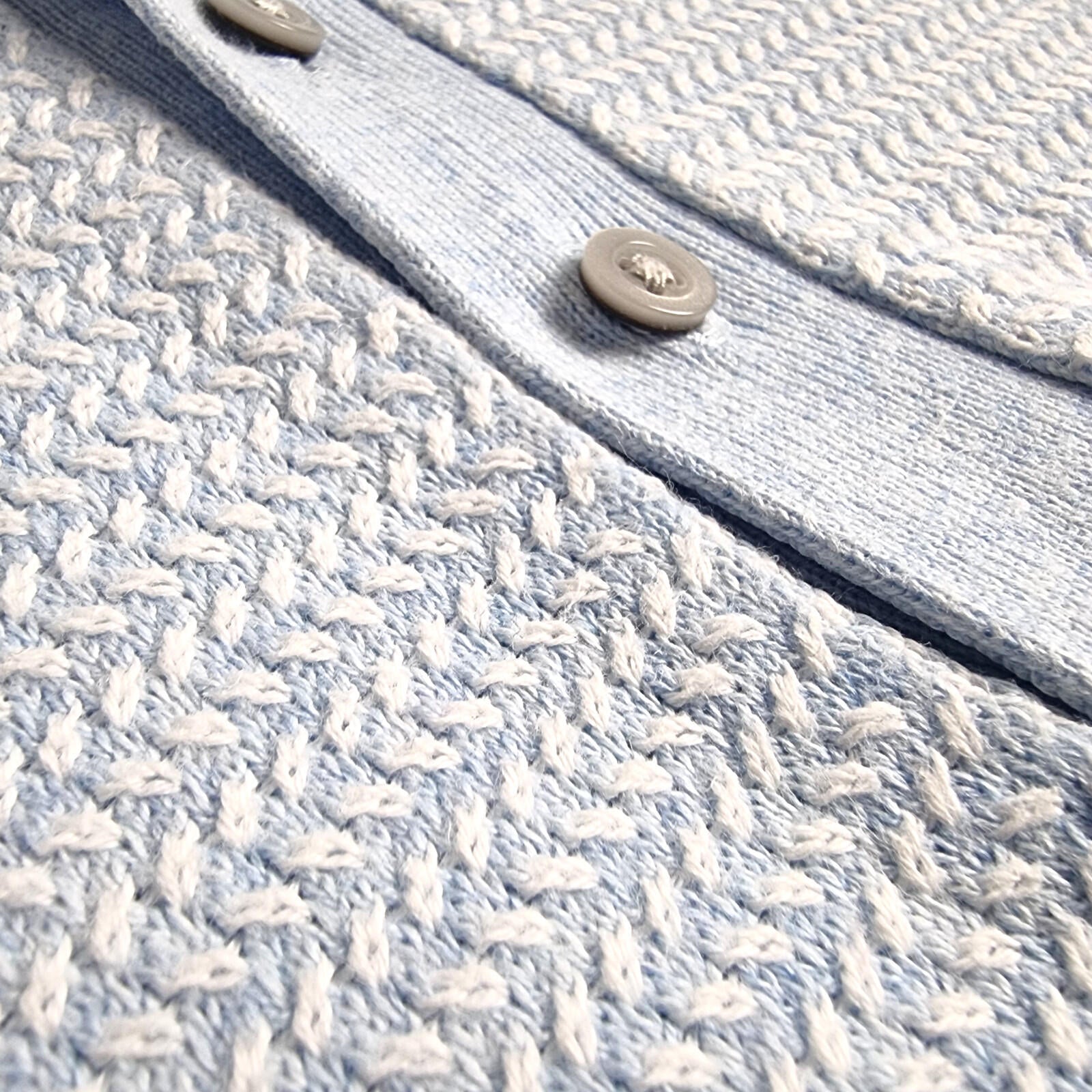 Next Knit Polo Shirt Men's UK Size S Textured Sky Blue Short Sleeve 100% Cotton