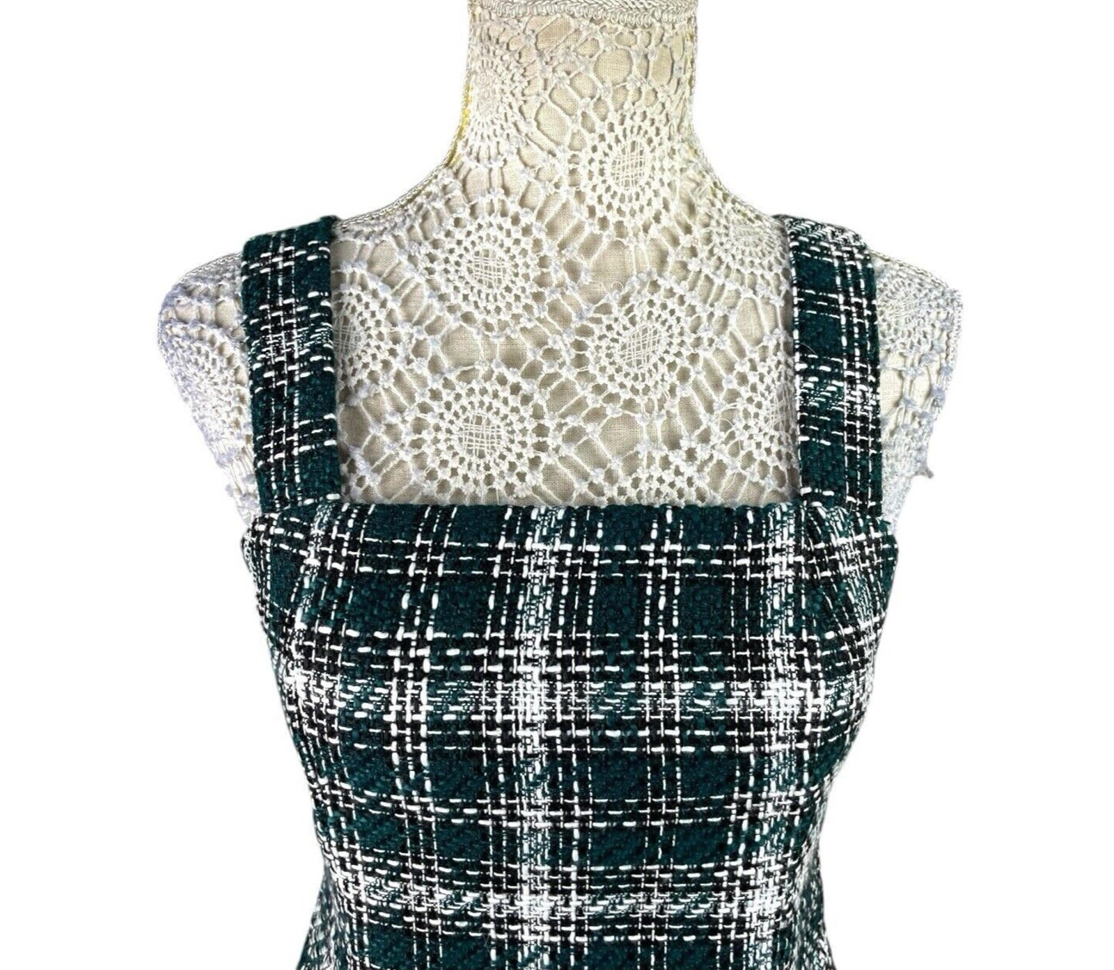 New Look Green Check Pinafore Dress Midi PETITE Women’s UK Size 8