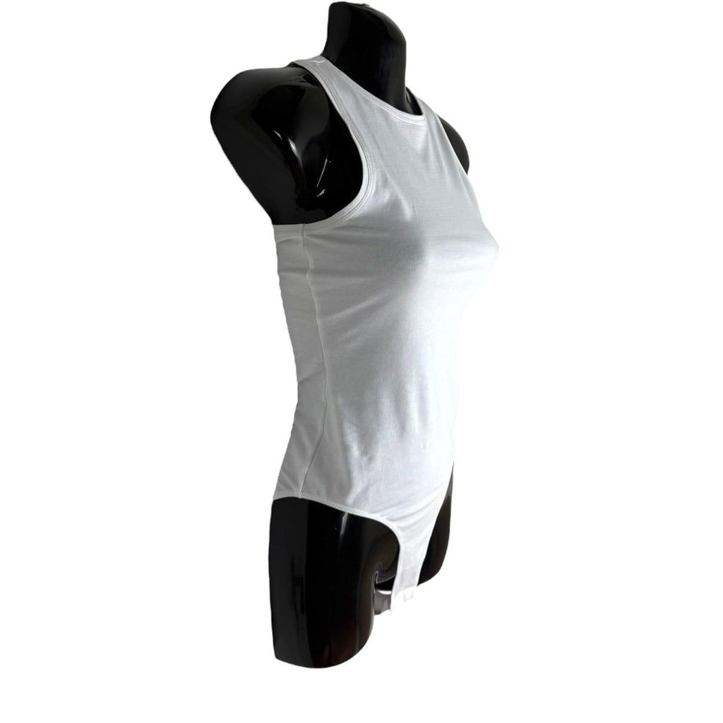 New Look Bodysuit Women's UK Size 6 White Jersey Sleeveless Round Neck Snap
