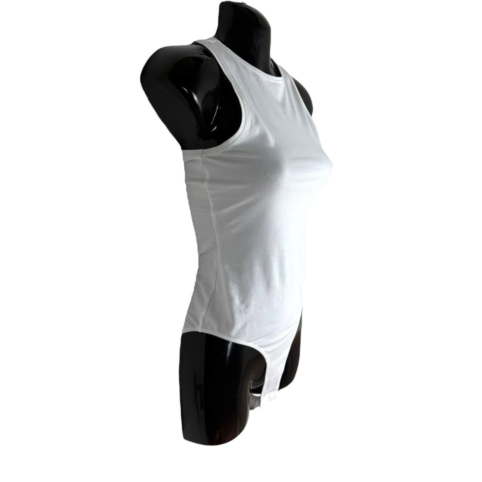 New Look Bodysuit Women's UK Size 6 White Jersey Sleeveless Round Neck Snap