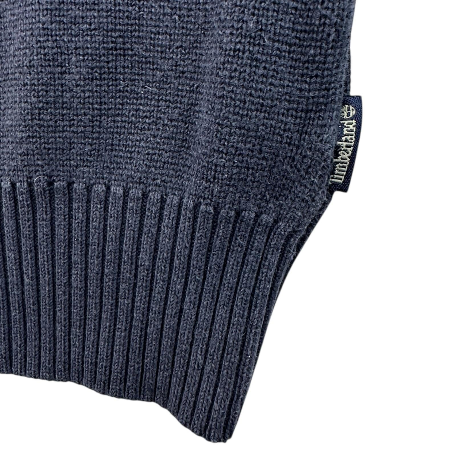 Timberland Knit Jumper Men's UK Size L Blue 1/4 Zip 100% Cotton Long Sleeve