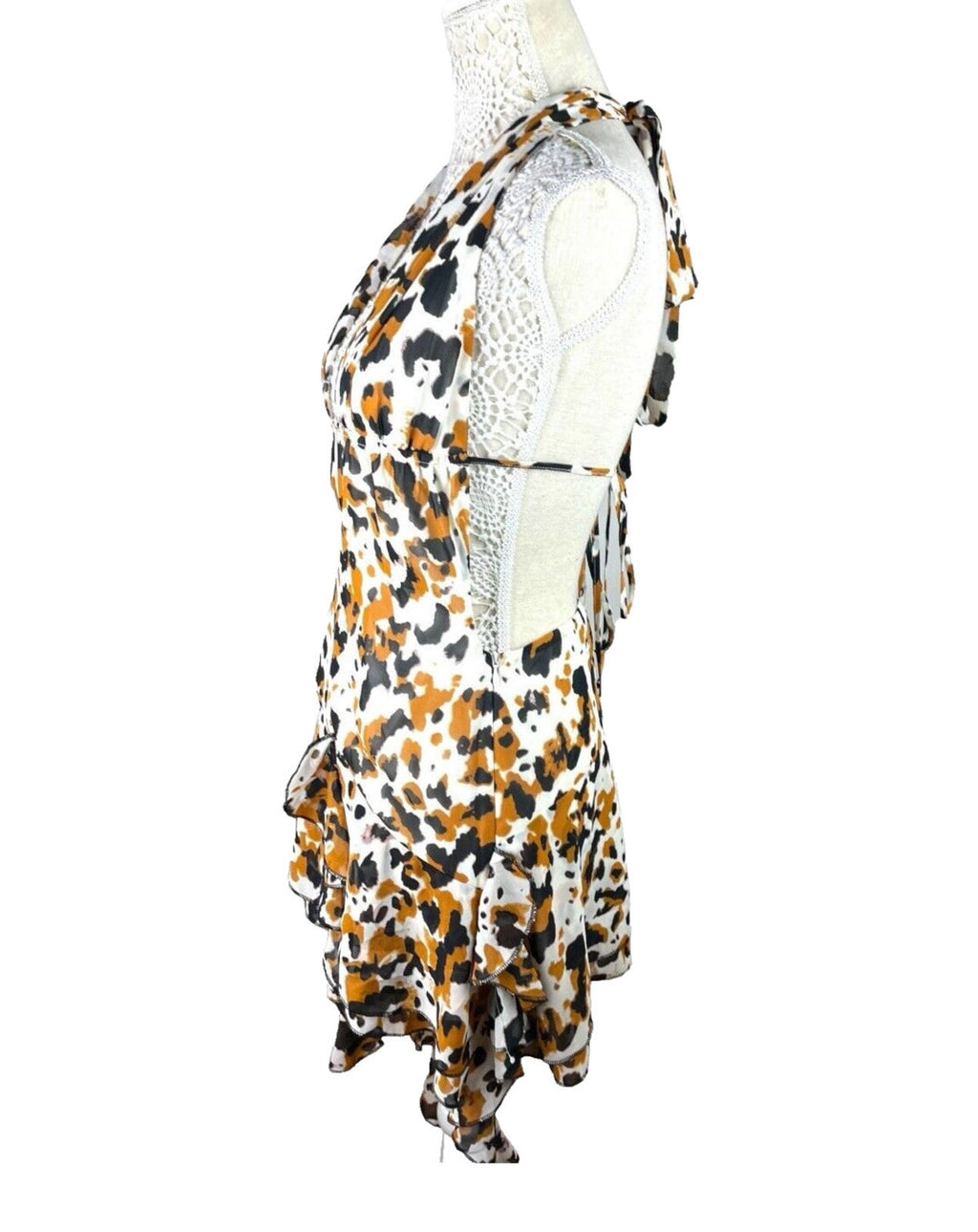 Cheetah Print Mini Dress Backless Deep V Neckline Women’s UK Size 8