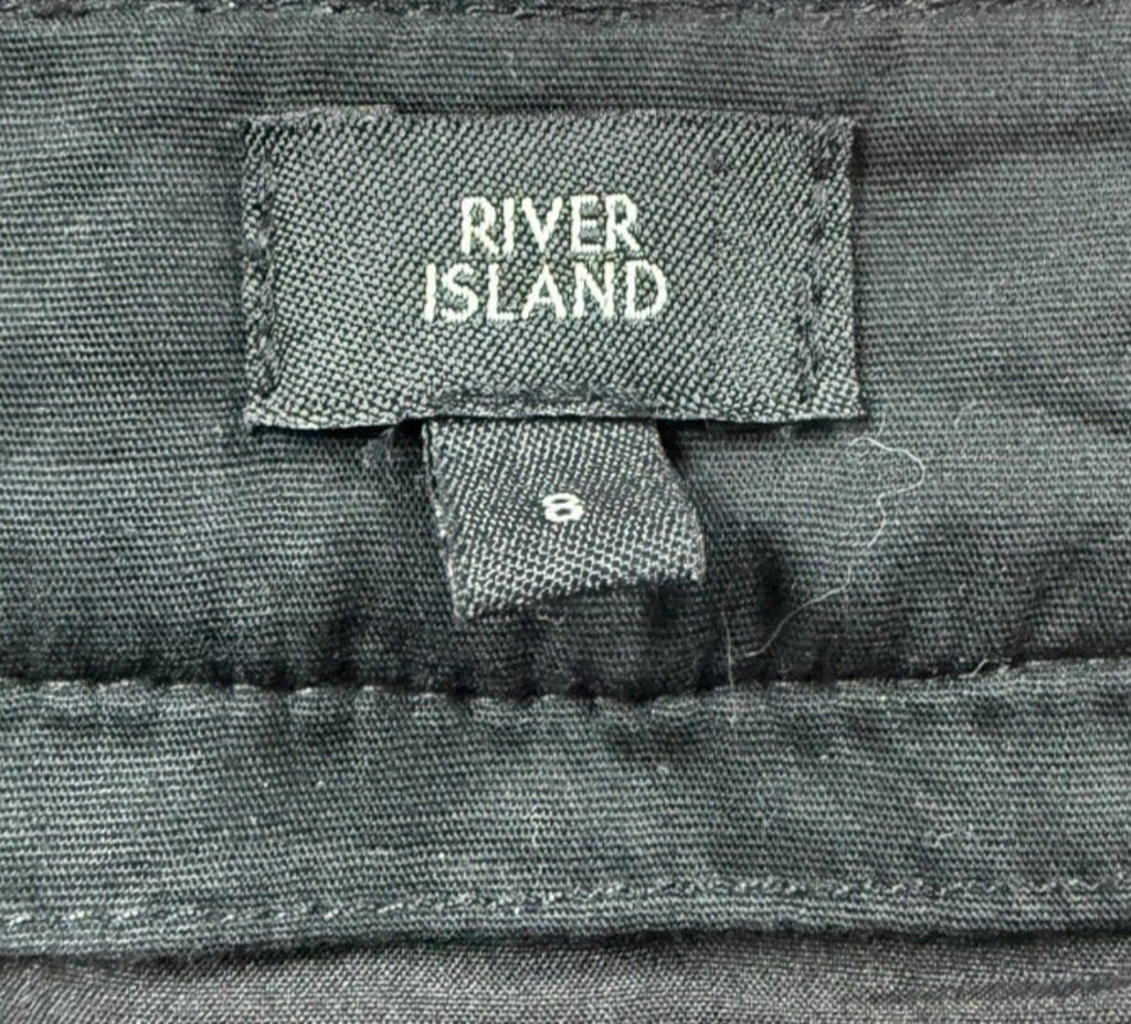 River Island Tweed A - Line Mini Skirt Faux Leather High Waist Women’s UK Size 8