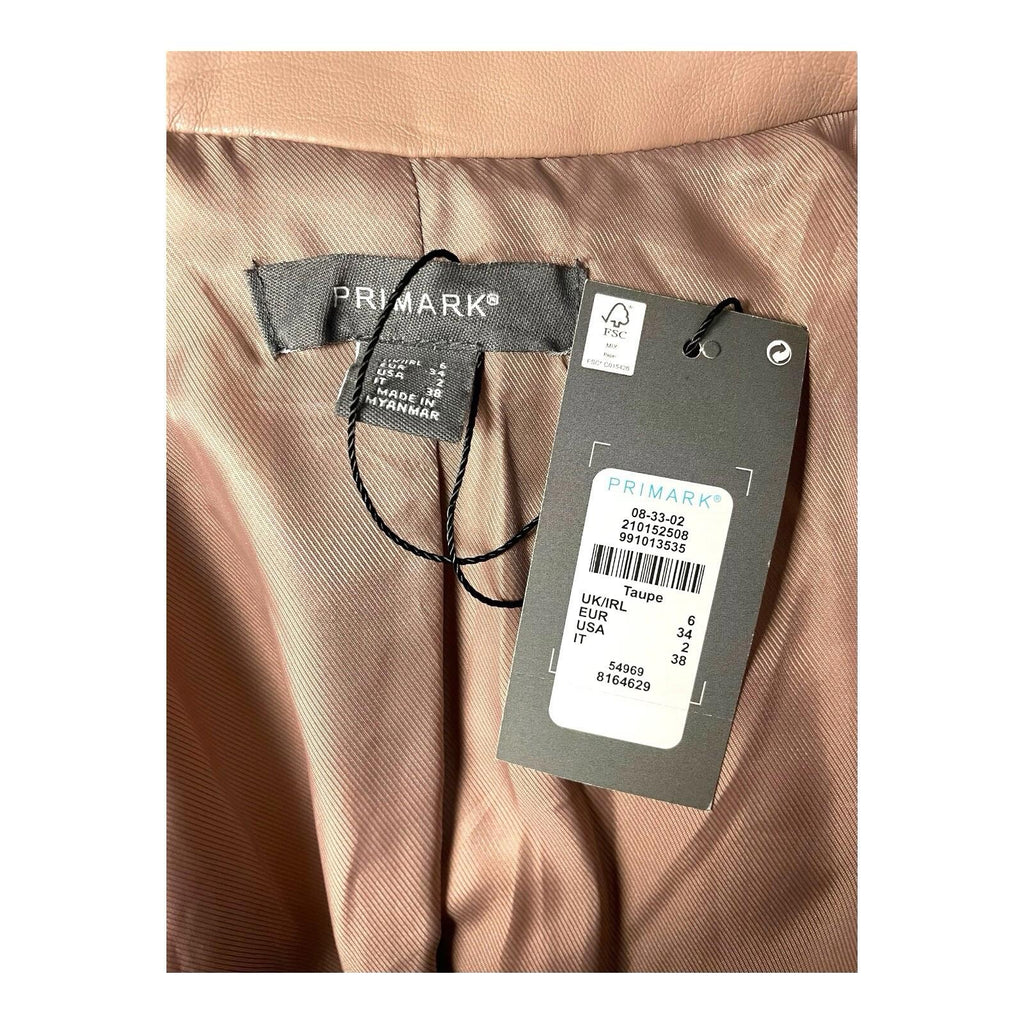 Primark Nude Faux Leather Blazer Jacket Collared Women’s UK Size 6