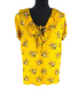 Dorothy Perkins Floral Blouse Women’s UK Size 14 Yellow Ruffle Collar Tie Neck