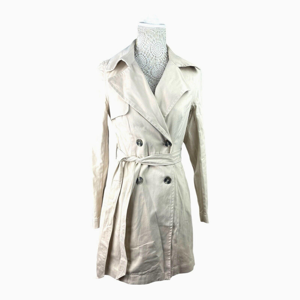 Divided Trench Coat Light Beige Cotton Double Breasted Belted Women’s UK Size XS