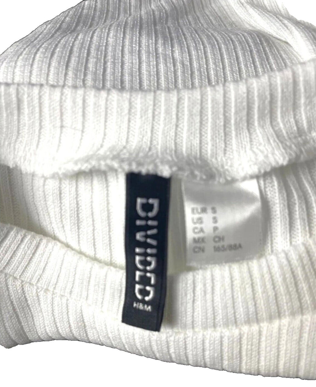 Divided Crop Top Women's UK Size S White Ribbed Ruffle Bow Detail Summer Cropped