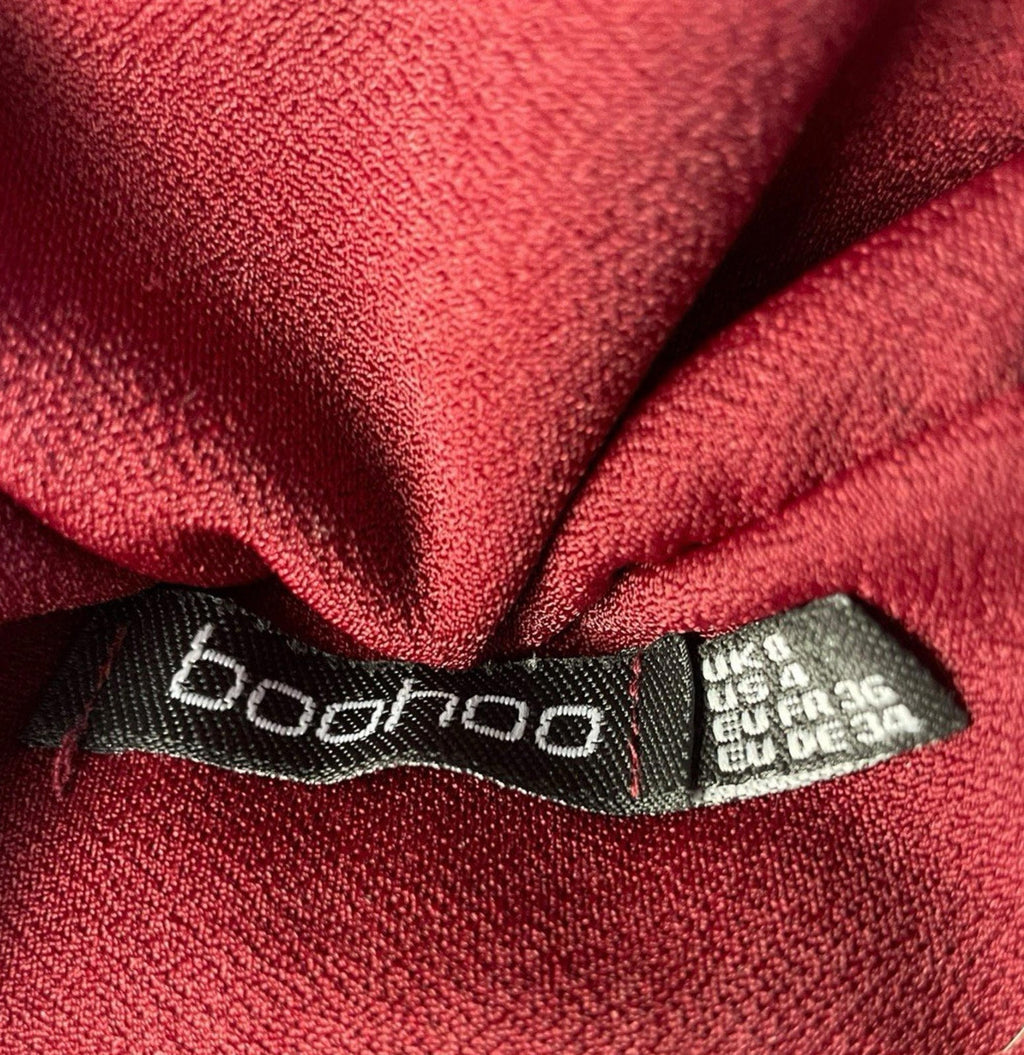 Boohoo Asymmetric-Neck Maxi Dress Women’s UK Size 8 One Shoulder Draped Red