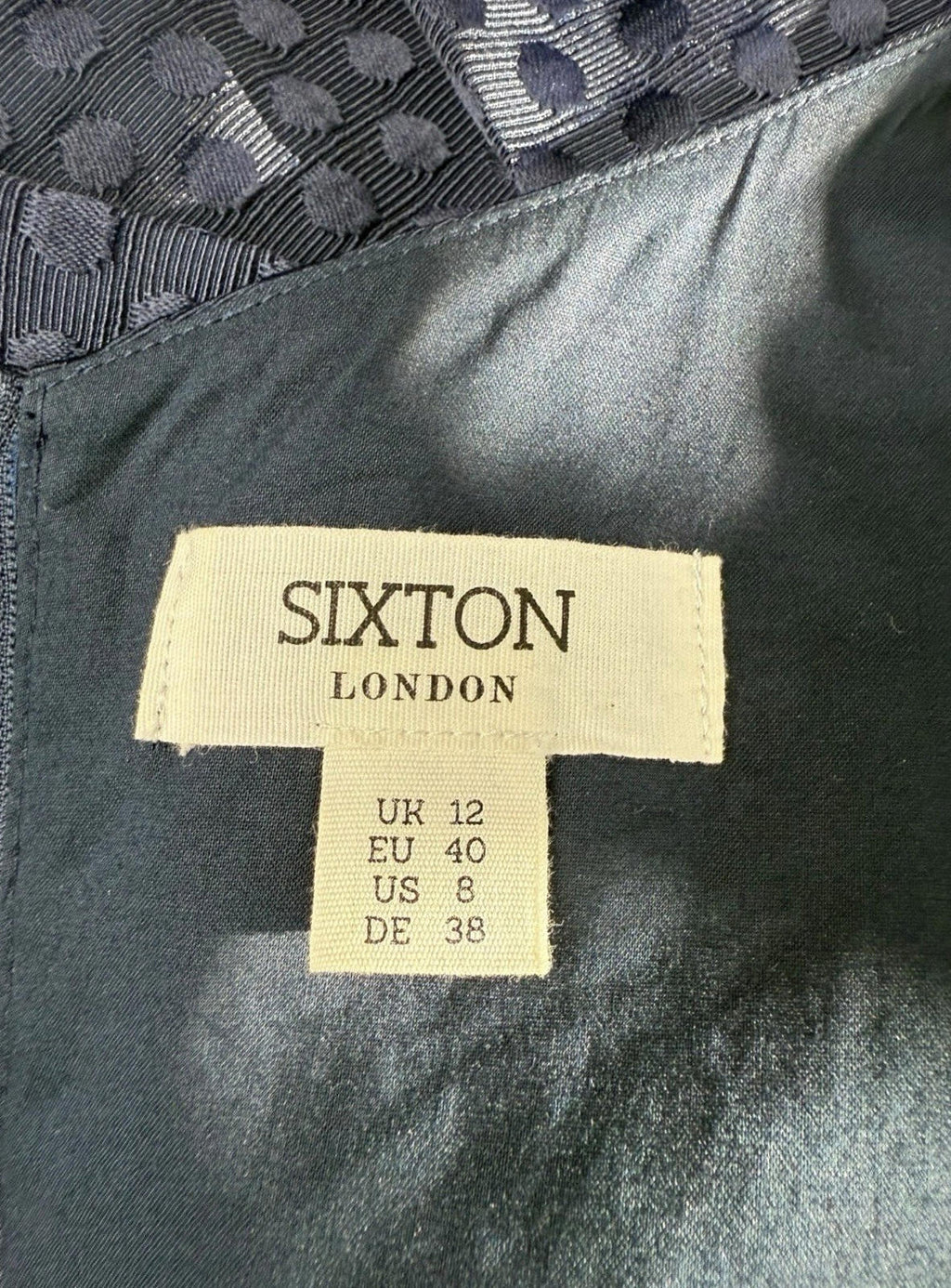 Sixton London Navy A Line Midi Dress Polka Dot Bow Detail Women’s UK Size 12
